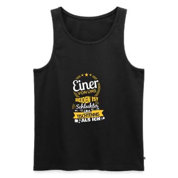 Tischtennis - Männer Premium Bio Tank Top - Schwarz - Vorne - Michal (187cm)