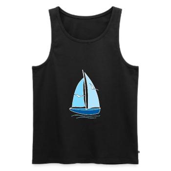 Sailboat Seagulls,Gift,fashion,cool,trend,style, - Men's Premium Organic Tank Top - black - Front - Michal (187cm)