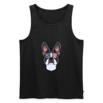 Boston Terrier USA Lunettes de soleil I Drapeau américain - Débardeur bio Premium Homme - noir - Devant - Michal (187cm)