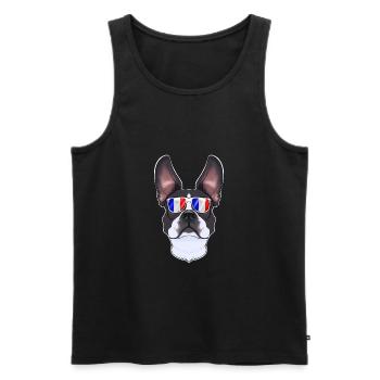 Boston Terrier France Sunglasses I French Flag - Männer Premium Bio Tank Top - Schwarz - Vorne - Michal (187cm)
