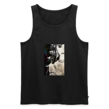 https://www.instagram.com/goldenvsilver/?hl=fr - Débardeur bio Premium Homme - noir - Devant - AI Model Male 178 light (178cm)