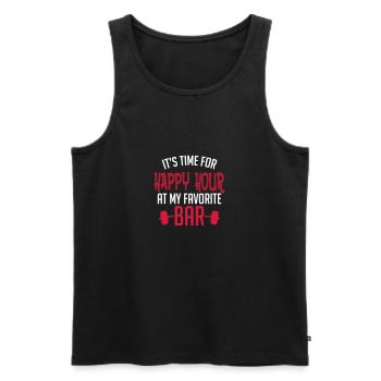it's time for happy hour at my favorite bar B 2c - Men's Premium Organic Tank Top - black - Front - AI Model Male 178 light (178cm)