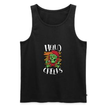 Hello Creeps - Men's Premium Organic Tank Top - black - Front - AI Model Male 178 light (178cm)