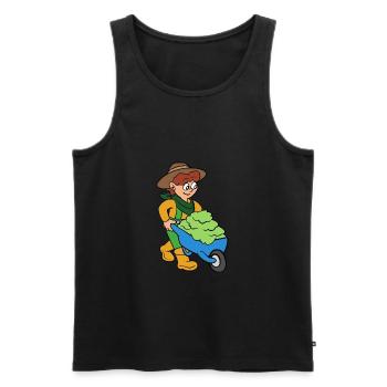 Gardener with wheelbarrow - Men's Premium Organic Tank Top - black - Front - AI Model Male 178 light (178cm)