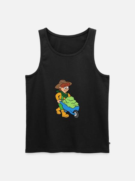 Gardener with wheelbarrow - Men's Premium Organic Tank Top - black