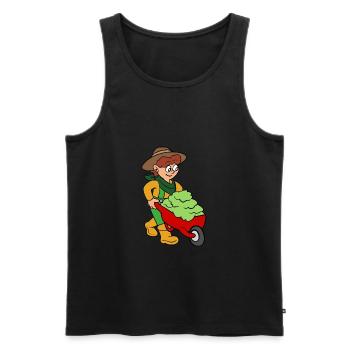 Gardener with wheelbarrow - Men's Premium Organic Tank Top - black - Front - AI Model Male 178 light (178cm)