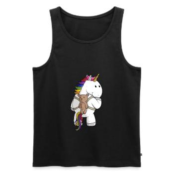Cartoon unicorn with backpack - Men's Premium Organic Tank Top - black - Front - Michal (187cm)