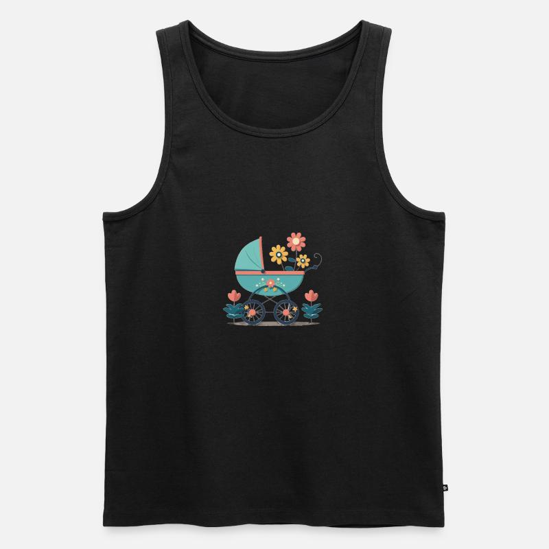Blumiger Kinderwagen 7 - Männer Premium Bio Tank Top - Schwarz
