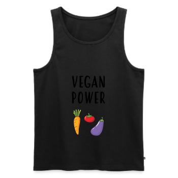 Vegan power - Débardeur bio Premium Homme - noir - Devant - AI Model Male 178 light (178cm)