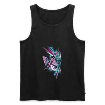 Cool cat - Men's Premium Organic Tank Top - black - Front - AI Model Male 178 light (178cm)