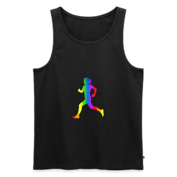 Bunter Läuferin Regenbogen - Männer Premium Bio Tank Top - Schwarz - Vorne - Michal (187cm)