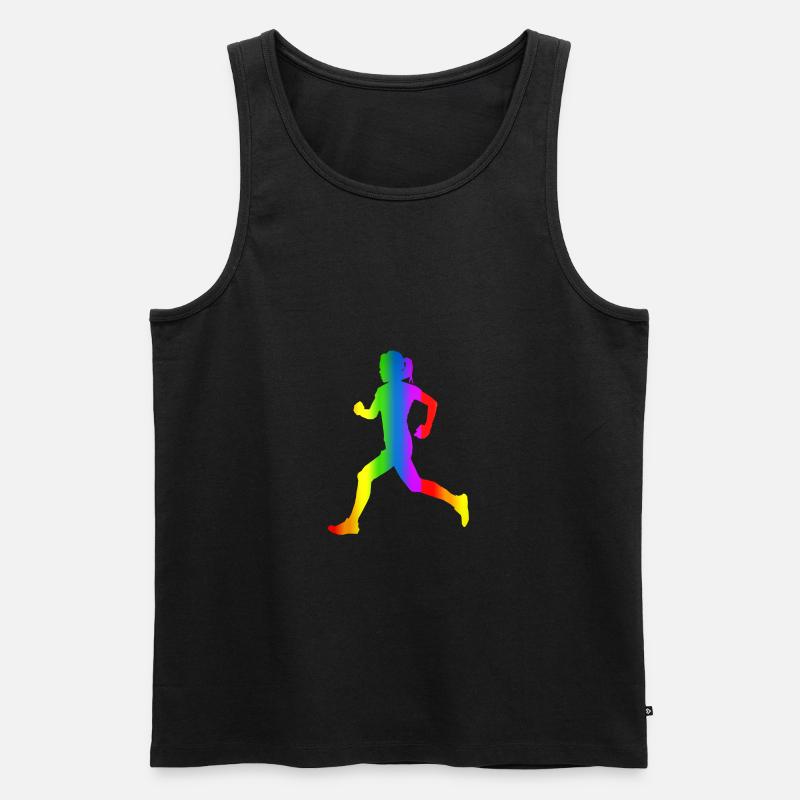 Bunter Läuferin Regenbogen - Männer Premium Bio Tank Top - Schwarz