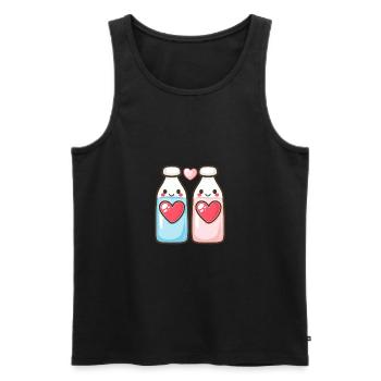 Milch Paar Liebe Herz Valentinstag - Männer Premium Bio Tank Top - Schwarz - Vorne - Michal (187cm)
