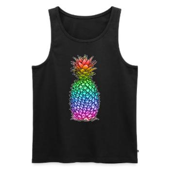 Ananas in Regenbogen Farben / LGBTQ, Gay Pride CSD - Männer Premium Bio Tank Top - Schwarz - Vorne - AI Model Male 178 light (178cm)