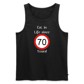 est i l 70 script white engl - Männer Premium Bio Tank Top - Schwarz - Vorne - AI Model Male 178 light (178cm)