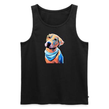 Süßer Hund in brilliant bunten Farben - Männer Premium Bio Tank Top - Schwarz - Vorne - AI Model Male 178 light (178cm)
