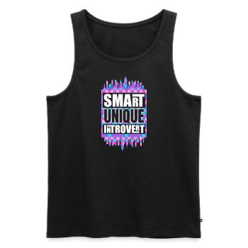Delightful Smartness Of Lovable Introverts Quote - Men's Premium Organic Tank Top - black - Front - AI Model Male 178 light (178cm)