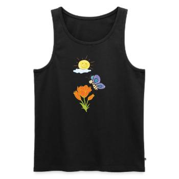 Fleurs Papillon - Débardeur bio Premium Homme - noir - Devant - Michal (187cm)