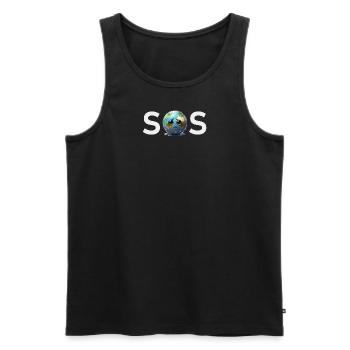 SOS - Pleurer Triste Terre Changement climatique - Débardeur bio Premium Homme - noir - Devant - AI Model Male 178 light (178cm)