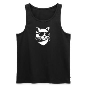 Le chat aux lunettes de soleil - Débardeur bio Premium Homme - noir - Devant - AI Model Male 178 light (178cm)