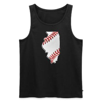 Illinois (États-Unis) | Vrai baseball | Carte - Débardeur bio Premium Homme - noir - Devant - Michal (187cm)