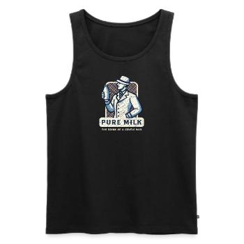 Pure Milk drink of a gentle man funny shirt ironic - Men's Premium Organic Tank Top - black - Front - AI Model Male 178 light (178cm)