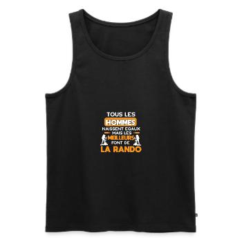 Tous les hommes naissent égaux, Randonnée humour - Débardeur bio Premium Homme - noir - Devant - Michal (187cm)