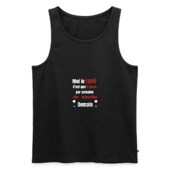 moi le vin et rosé c’est que 3 jours par semaine - Débardeur bio Premium Homme - noir - Devant - Michal (187cm)
