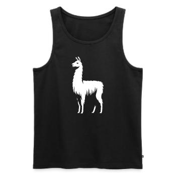 Lama Silhouette - Männer Premium Bio Tank Top - Schwarz - Vorne - Michal (187cm)