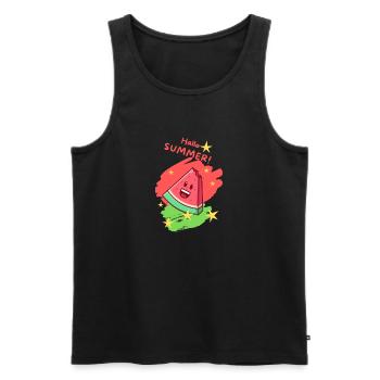 Hello Summer Fruit Melon Holiday Vibes - Men's Premium Organic Tank Top - black - Front - Michal (187cm)