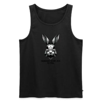 Géométrie du lapin « Nobunny se compare à vous » - Débardeur bio Premium Homme - noir - Devant - AI Model Male 178 light (178cm)