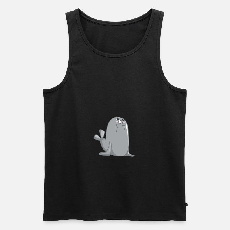 Süße Robbe - Männer Premium Bio Tank Top - Schwarz