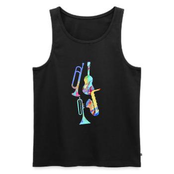 Jazz,Instrumente,Trompete,Guitarre,Saxophon - Männer Premium Bio Tank Top - Schwarz - Vorne - AI Model Male 178 light (178cm)