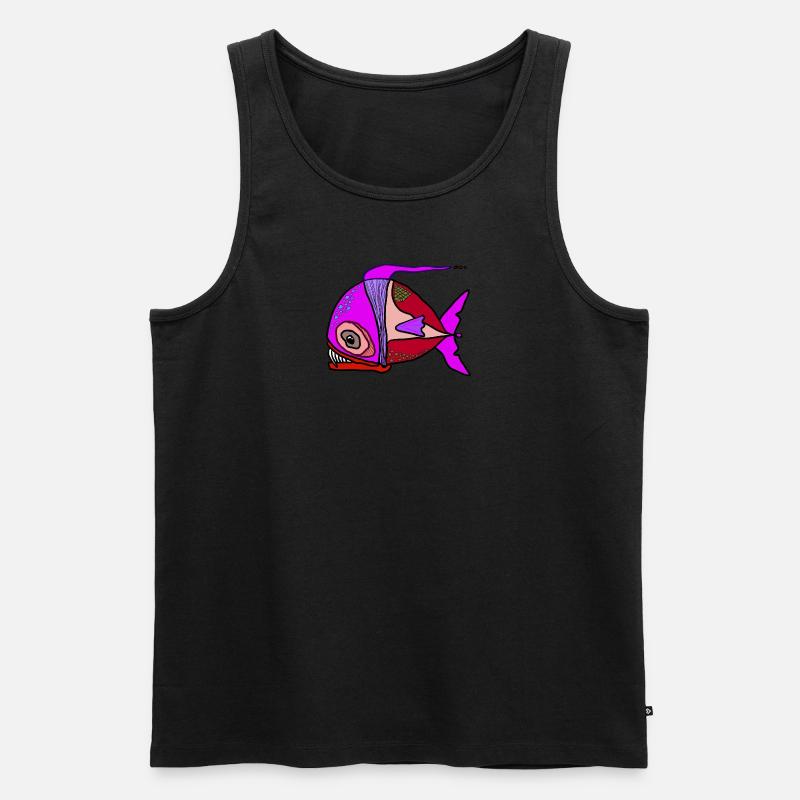 Bunter Surrealfisch Patchwork - Männer Premium Bio Tank Top - Schwarz