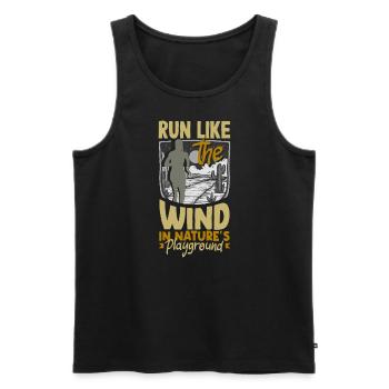 Run like the wind in nature's playground - Männer Premium Bio Tank Top - Schwarz - Vorne - AI Model Male 178 light (178cm)