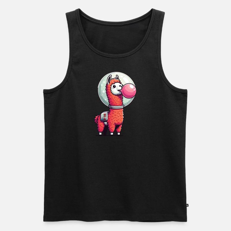 Lama-Astronaut - Männer Premium Bio Tank Top - Schwarz