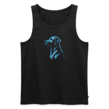 Labrador Zeichnung Kopf blau - Männer Premium Bio Tank Top - Schwarz - Vorne - Michal (187cm)