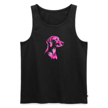 Magyar Vizsla dessin tête rose - Débardeur bio Premium Homme - noir - Devant - AI Model Male 178 light (178cm)