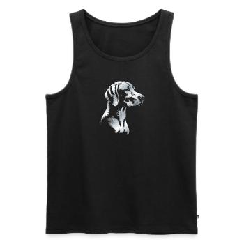 Magyar Vizsla dessin tête argent - Débardeur bio Premium Homme - noir - Devant - AI Model Male 178 light (178cm)