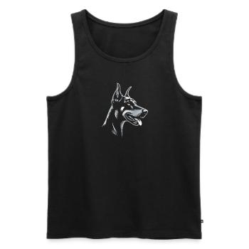 Doberman Pinscher, Dog Head, Silver Drawing - Men's Premium Organic Tank Top - black - Front - Michal (187cm)