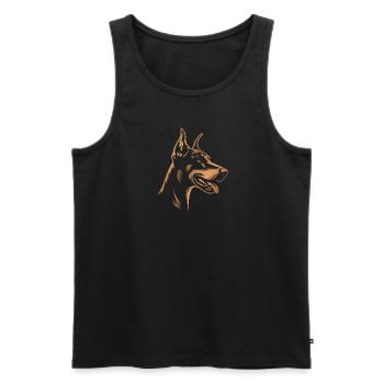 Doberman Pinscher, Dog Head, Drawing bronze - Men's Premium Organic Tank Top - black - Front - Michal (187cm)