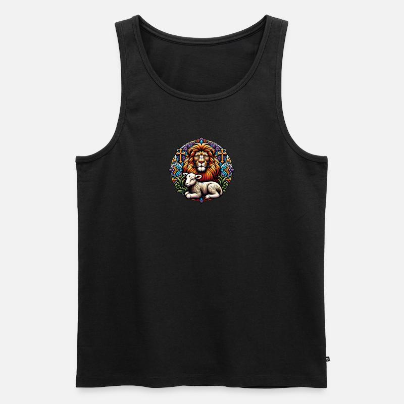 Christliche Kleidung Löwe Und Lamm - Männer Premium Bio Tank Top - undefined