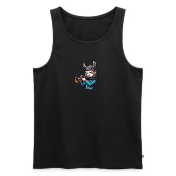 Trumpet llama with colorful hat - Men's Premium Organic Tank Top - black - Front - Michal (187cm)
