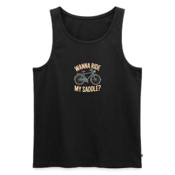 Fahrrad Abenteuer: Wanna Ride My Saddle - Männer Premium Bio Tank Top - Schwarz - Vorne - Michal (187cm)