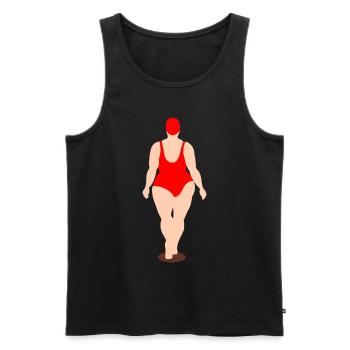 Stolze Frau im roten Badeanzug - Männer Premium Bio Tank Top - Schwarz - Vorne - AI Model Male 178 light (178cm)