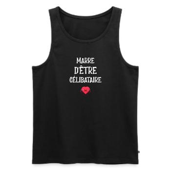 Marre d'être célibataire. Pour les célibataires. - Débardeur bio Premium Homme - noir - Devant - AI Model Male 178 light (178cm)