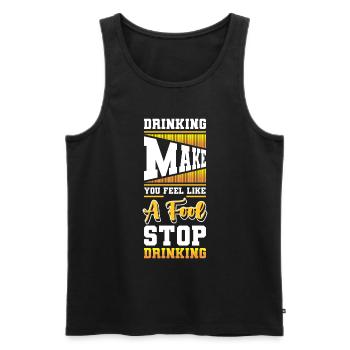 Beer Drinking Beer Belly No Thanks - Men's Premium Organic Tank Top - black - Front - Michal (187cm)