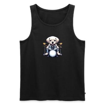 Labrador Drummer Puppy Drum Kit - Men's Premium Organic Tank Top - black - Front - Michal (187cm)