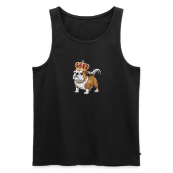 Bouledogue de dessin animé avec couronne - Débardeur bio Premium Homme - noir - Devant - Michal (187cm)