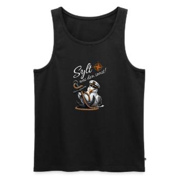 Sylt quoi d’autre ! mouette drôle avec ancre - Débardeur bio Premium Homme - noir - Devant - AI Model Male 178 light (178cm)